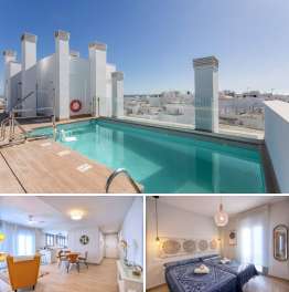 Bonito apartamento con terraza - solarium con impresonantes vistas a Conil. Situada en zona tranquila y a pocos minutos andando a la playa. Apartamento con excelentes vistas al mar a pocos minutos de la playa andando.