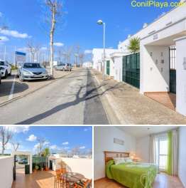 Ver fotos de la casa situada a la entrada de Conil, en la urbanización Villas de Conil, a 5 minutos de la playa. Aire acondicionado en las habitaciones.