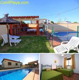 Chalet con piscina en Conil, a 10 minutos de la playa.