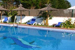 Chalet en amplia parcela ajardinada, con arboles, aparcamiento privado y a pocos minutos andando a la playa.
Chalets en El Palmar con piscina cerca de la playa.