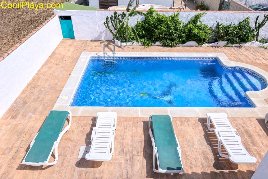 Vista de la piscina desde la terraza.