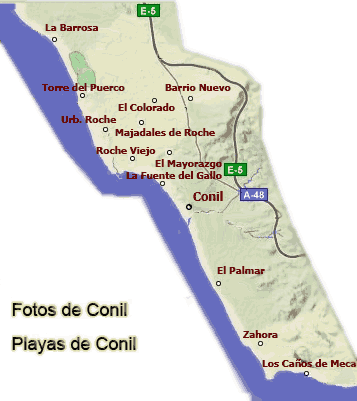 mapa costa de Conil
